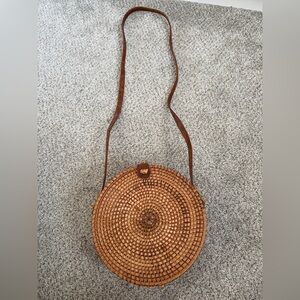 Round Woven Crossbody Bag